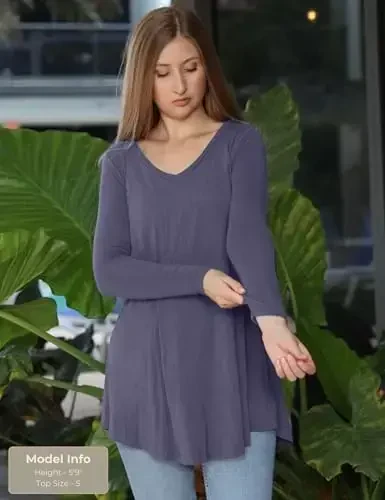 Popana ayollar uzun yengli tunika toplamlari Leggings bilan kiyish uchun - Ayollar uchun uzun tunika ko'ylaklari Katta o'lchamli kundalik uchun keng bichimli - 2