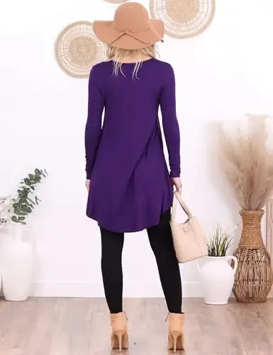 Popana ayollari uzun yengli tunikalar Leggings bilan kiyish uchun - Ayollar uchun uzun tunik ko'ylaklar Bo'sh o'tiradigan hashamatli katta o'lchamdagi kundalik - 5