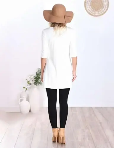 Popana Womens 3/4 Sleeve Tunic Top with Pockets - Made in USA Long Shirts to Wear with Leggings - Tunic Pullover for Women - 5