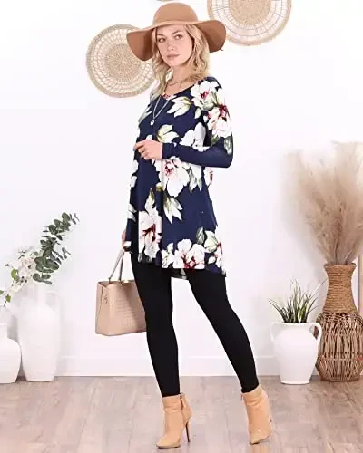 Popana Womens Long Sleeve Tunic Tops to Wear with Leggings - Long Tunic Shirts for Women Loose Fit Dressy Plus Size Casual - 5