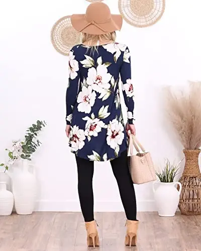 Popana Womens Long Sleeve Tunic Tops to Wear with Leggings - Long Tunic Shirts for Women Loose Fit Dressy Plus Size Casual - 6