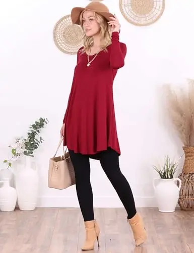 Popana Womens Long Sleeve Tunic Tops to Wear with Leggings - Long Tunic Shirts for Women Loose Fit Dressy Plus Size Casual - 3