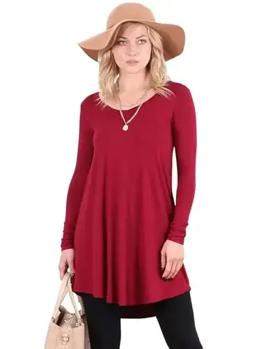 Popana Womens Long Sleeve Tunic Tops to Wear with Leggings - Long Tunic Shirts for Women Loose Fit Dressy Plus Size Casual 