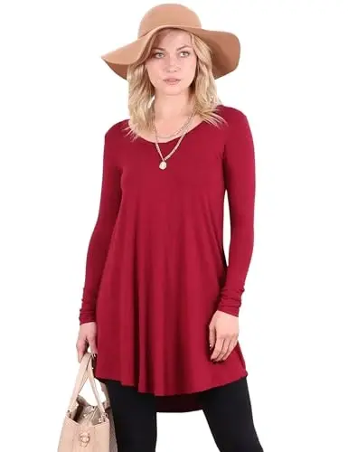Popana Long Sleeve Tunic Top Shirts Women, Flowy Dressy Loose Fit Tops Womens Tunics Tees Long Sleeve Shirt for Leggings 