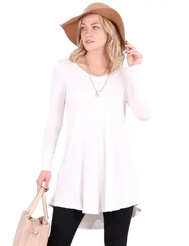 Popana Long Sleeve Tunic Top Shirts Women, Flowy Dressy Loose Fit Tops Womens Tunics Tees Long Sleeve Shirt for Leggings 