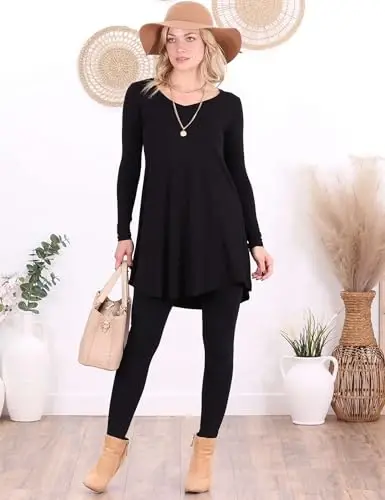Popana Womens Long Sleeve Tunic Tops to Wear with Leggings - Long Tunic Shirts for Women Loose Fit Dressy Plus Size Casual - 3