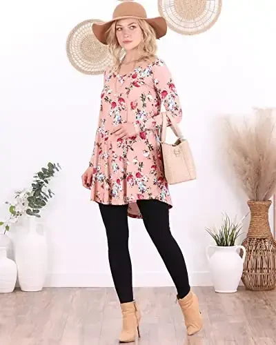 Popana Womens Long Sleeve Tunic Tops to Wear with Leggings - Long Tunic Shirts for Women Loose Fit Dressy Plus Size Casual - 3