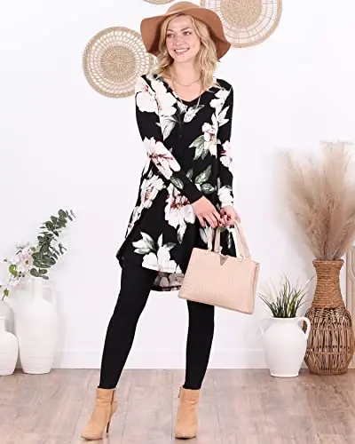 Popana Womens Long Sleeve Tunic Tops to Wear with Leggings - Long Tunic Shirts for Women Loose Fit Dressy Plus Size Casual - 5