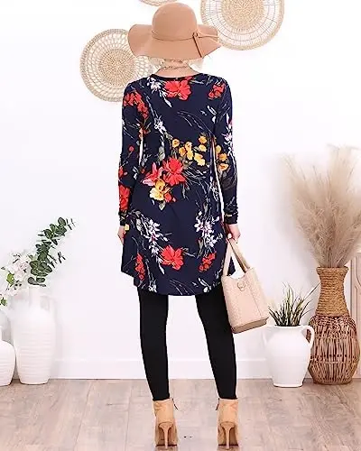 Popana Womens Long Sleeve Tunic Tops to Wear with Leggings - Long Tunic Shirts for Women Loose Fit Dressy Plus Size Casual - 6
