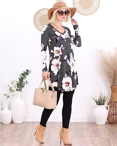 Popana Womens Long Sleeve Tunic Tops to Wear with Leggings - Long Tunic Shirts for Women Loose Fit Dressy Plus Size Casual - 3