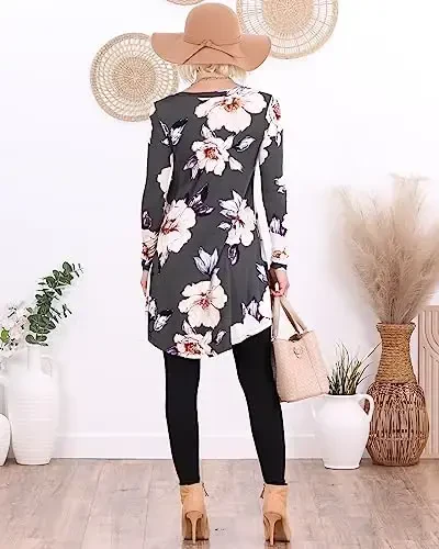 Popana Womens Long Sleeve Tunic Tops to Wear with Leggings - Long Tunic Shirts for Women Loose Fit Dressy Plus Size Casual - 6