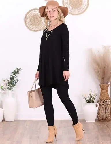 Popana Womens Long Sleeve Tunic Tops to Wear with Leggings - Long Tunic Shirts for Women Loose Fit Dressy Plus Size Casual - 4