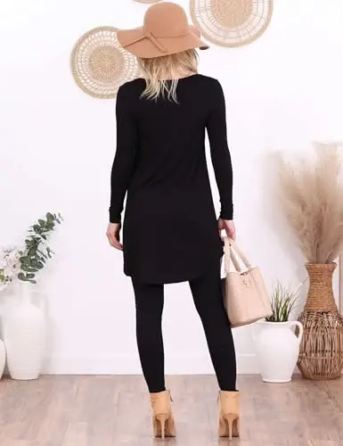 Popana Womens Long Sleeve Tunic Tops to Wear with Leggings - Long Tunic Shirts for Women Loose Fit Dressy Plus Size Casual - 5