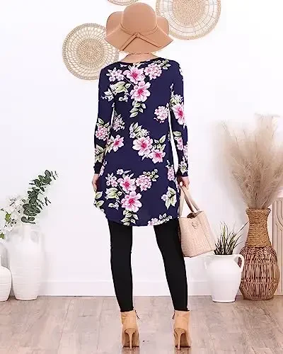 Popana Womens Long Sleeve Tunic Tops to Wear with Leggings - Long Tunic Shirts for Women Loose Fit Dressy Plus Size Casual - 6