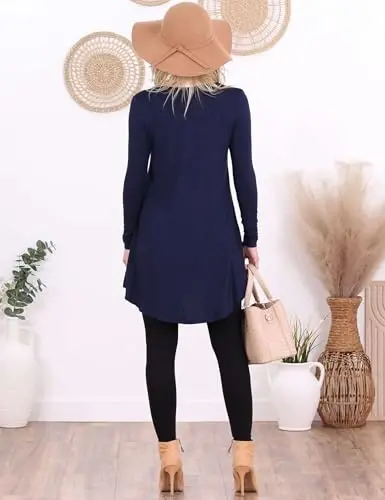 Popana Womens Long Sleeve Tunic Tops to Wear with Leggings - Long Tunic Shirts for Women Loose Fit Dressy Plus Size Casual - 5
