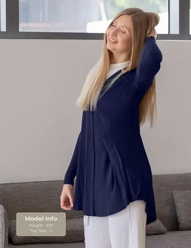 Popana Long Sleeve Tunic Top Shirts Women, Flowy Dressy Loose Fit Tops Womens Tunics Tees Long Sleeve Shirt for Leggings - POPANA (1)