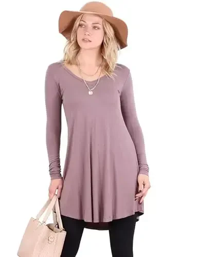 Popana Womens Long Sleeve Tunic Tops to Wear with Leggings - Long Tunic Shirts for Women Loose Fit Dressy Plus Size Casual 