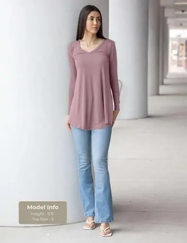 Popana Womens Long Sleeve Tunic Tops to Wear with Leggings - Long Tunic Shirts for Women Loose Fit Dressy Plus Size Casual - 2
