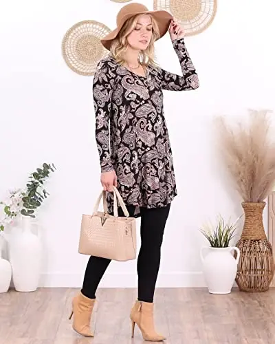 Popana Womens Long Sleeve Tunic Tops to Wear with Leggings - Long Tunic Shirts for Women Loose Fit Dressy Plus Size Casual - 4