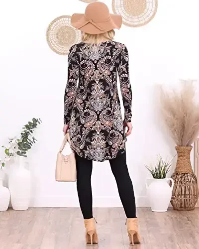 Popana Womens Long Sleeve Tunic Tops to Wear with Leggings - Long Tunic Shirts for Women Loose Fit Dressy Plus Size Casual - 6