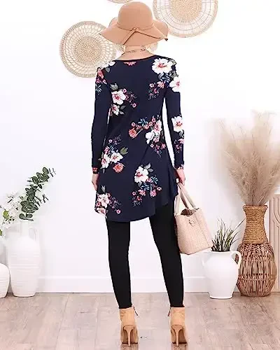 Popana Womens Long Sleeve Tunic Tops to Wear with Leggings - Long Tunic Shirts for Women Loose Fit Dressy Plus Size Casual - 6