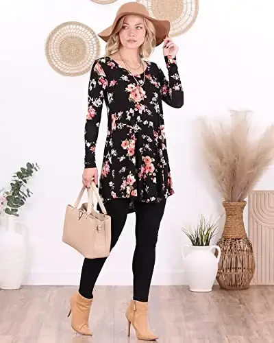 Popana Womens Long Sleeve Tunic Tops to Wear with Leggings - Long Tunic Shirts for Women Loose Fit Dressy Plus Size Casual - 4