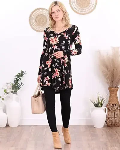 Popana Womens Long Sleeve Tunic Tops to Wear with Leggings - Long Tunic Shirts for Women Loose Fit Dressy Plus Size Casual - 5