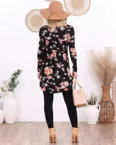 Popana Womens Long Sleeve Tunic Tops to Wear with Leggings - Long Tunic Shirts for Women Loose Fit Dressy Plus Size Casual - 6