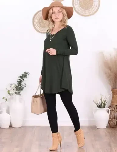 Popana Womens Long Sleeve Tunic Tops to Wear with Leggings - Long Tunic Shirts for Women Loose Fit Dressy Plus Size Casual - 4