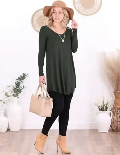 Popana Womens Long Sleeve Tunic Tops to Wear with Leggings - Long Tunic Shirts for Women Loose Fit Dressy Plus Size Casual - 5