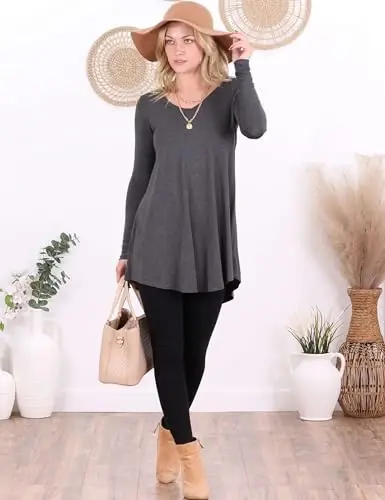 Popana Womens Long Sleeve Tunic Tops to Wear with Leggings - Long Tunic Shirts for Women Loose Fit Dressy Plus Size Casual - 4