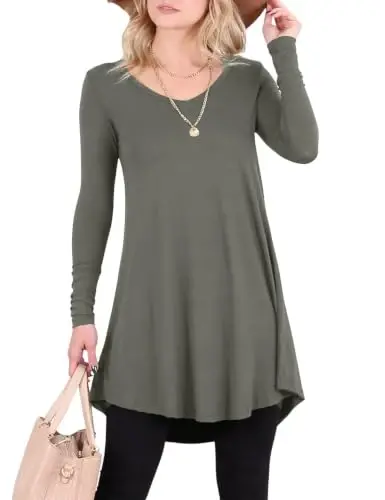 Popana Long Sleeve Tunic Top Shirts Women, Flowy Dressy Loose Fit Tops Womens Tunics Tees Long Sleeve Shirt for Leggings - 1