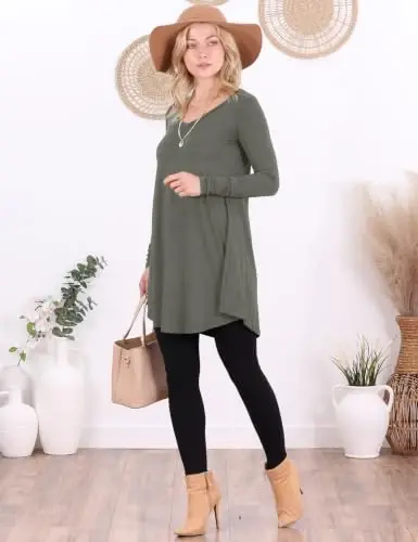 Popana Long Sleeve Tunic Top Shirts Women, Flowy Dressy Loose Fit Tops Womens Tunics Tees Long Sleeve Shirt for Leggings - 3
