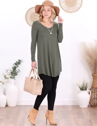 Popana Long Sleeve Tunic Top Shirts Women, Flowy Dressy Loose Fit Tops Womens Tunics Tees Long Sleeve Shirt for Leggings - 5