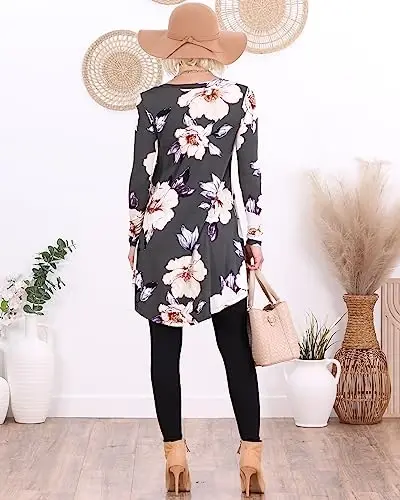 Popana Long Sleeve Tunic Top Shirts Women, Flowy Dressy Loose Fit Tops Womens Tunics Tees Long Sleeve Shirt for Leggings - 6