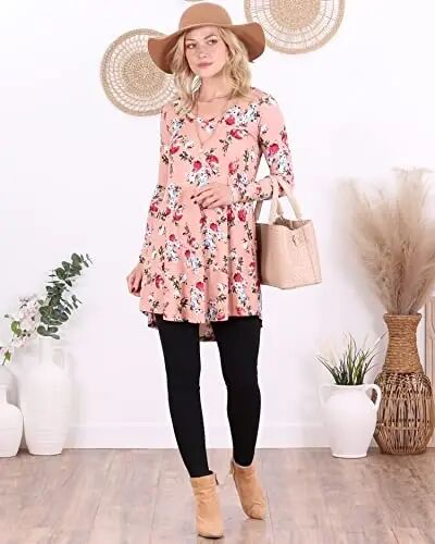Popana Long Sleeve Tunic Top Shirts Women, Flowy Dressy Loose Fit Tops Womens Tunics Tees Long Sleeve Shirt for Leggings - Popana (1)