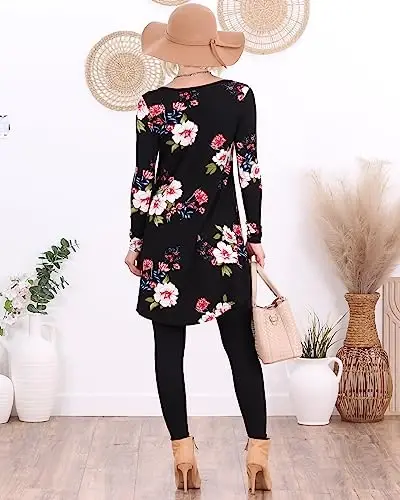 Popana Long Sleeve Tunic Top Shirts Women, Flowy Dressy Loose Fit Tops Womens Tunics Tees Long Sleeve Shirt for Leggings - 6