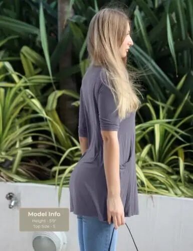 Popana Women’s 3/4 Sleeve Tunic Top – Scoop Neck Long Tunic Shirts to Wear with Leggings with Pockets - Popana (1)