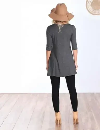 Popana Womens 3/4 Sleeve Tunic Top with Pockets - Made in USA Long Shirts to Wear with Leggings - Tunic Pullover for Women - 5