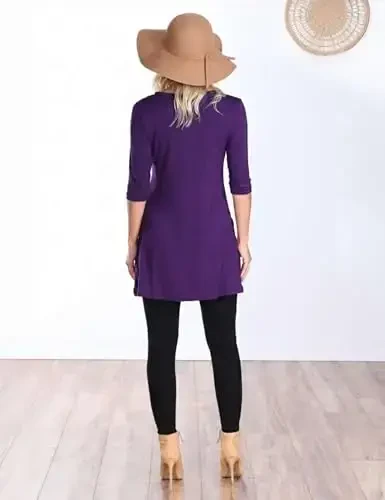 Popana Womens 3/4 Sleeve Tunic Top with Pockets - Made in USA Long Shirts to Wear with Leggings - Tunic Pullover for Women - 5