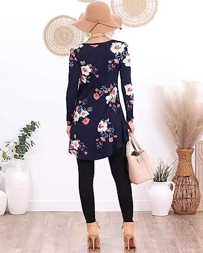 Popana Womens Long Sleeve Tunic Tops to Wear with Leggings - Long Tunic Shirts for Women Loose Fit Dressy Plus Size Casual - 6