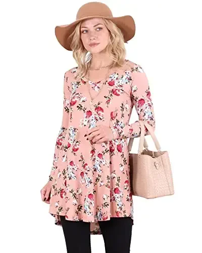 Popana Womens Long Sleeve Tunic Tops to Wear with Leggings - Long Tunic Shirts for Women Loose Fit Dressy Plus Size Casual - POPANA