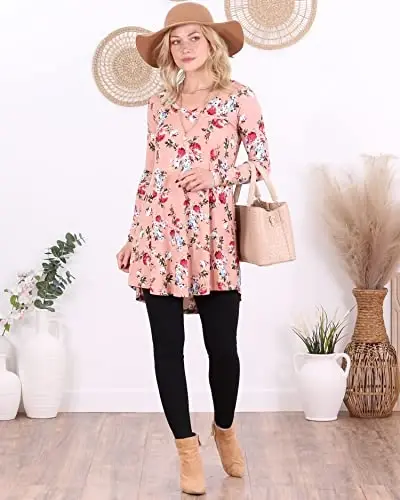 Popana Womens Long Sleeve Tunic Tops to Wear with Leggings - Long Tunic Shirts for Women Loose Fit Dressy Plus Size Casual - POPANA (1)