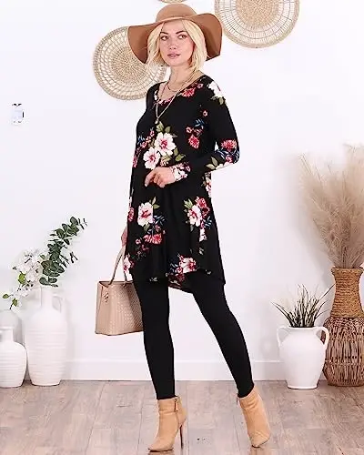 Popana Womens Long Sleeve Tunic Tops to Wear with Leggings - Long Tunic Shirts for Women Loose Fit Dressy Plus Size Casual - 4