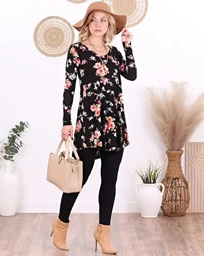 Popana Womens Long Sleeve Tunic Tops to Wear with Leggings - Long Tunic Shirts for Women Loose Fit Dressy Plus Size Casual - 4