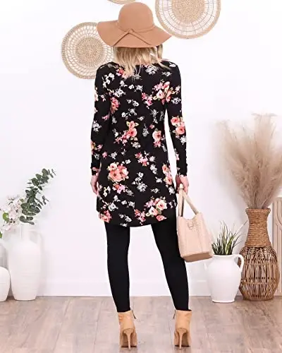 Popana Womens Long Sleeve Tunic Tops to Wear with Leggings - Long Tunic Shirts for Women Loose Fit Dressy Plus Size Casual - 6