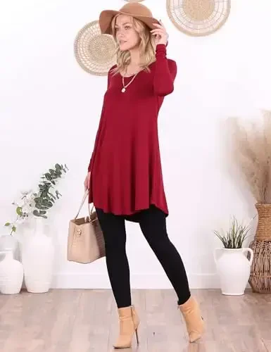 Popana Womens Long Sleeve Tunic Tops to Wear with Leggings - Long Tunic Shirts for Women Loose Fit Dressy Plus Size Casual - 3