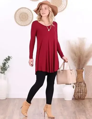 Popana Womens Long Sleeve Tunic Tops to Wear with Leggings - Long Tunic Shirts for Women Loose Fit Dressy Plus Size Casual - 4