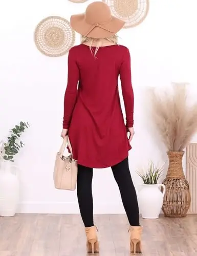 Popana Womens Long Sleeve Tunic Tops to Wear with Leggings - Long Tunic Shirts for Women Loose Fit Dressy Plus Size Casual - 5