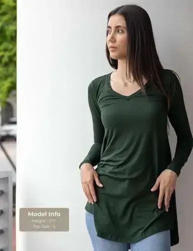 Popana Womens Long Sleeve Tunic Tops to Wear with Leggings - Long Tunic Shirts for Women Loose Fit Dressy Plus Size Casual - POPANA (1)